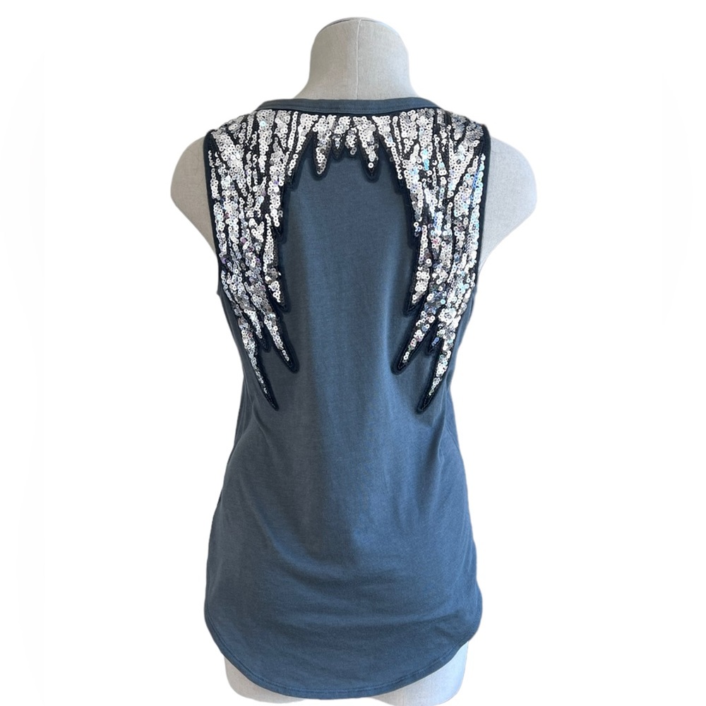 Express One Eleven Sequin Wing Tank Top Size Small